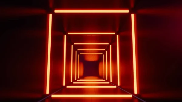 Render Flash Neon Light Glowing Dark Scene Speed Light Tunnel — Stock Photo, Image