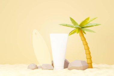 3 boyutlu boş kozmetik cilt ürünleri ya da paketleme modeli. Güzellik sabunu ve spa konsepti. Cilt sağlığı için losyon yağı nemlendirici. Markalaşma için kaliteli ve lüks tasarım.