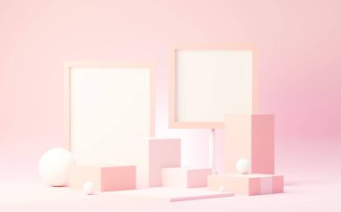 3D sunum ve reklam için soyut podyum platformunu hazırlayın. Temiz dizaynlı minimum sahne arkaplanı. Model için boş kaide. Kozmetik için pastel renkli boş sahne.