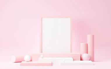 3D sunum ve reklam için soyut podyum platformunu hazırlayın. Temiz dizaynlı minimum sahne arkaplanı. Model için boş kaide. Kozmetik için pastel renkli boş sahne.