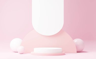 3D sunum ve reklam için soyut podyum platformunu hazırlayın. Temiz dizaynlı minimum sahne arkaplanı. Model için boş kaide. Kozmetik için pastel renkli boş sahne.
