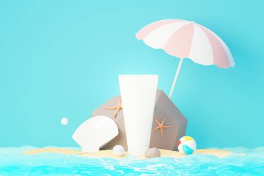 3 boyutlu boş kozmetik cilt ürünleri ya da paketleme modeli. Güzellik sabunu ve spa konsepti. Cilt sağlığı için losyon yağı nemlendirici. Markalaşma için kaliteli ve lüks tasarım.