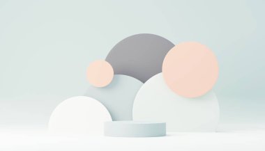3D sunum ve reklam için soyut podyum platformunu hazırlayın. Temiz dizaynlı minimum sahne arkaplanı. Model için boş kaide. Kozmetik için pastel renkli boş sahne.