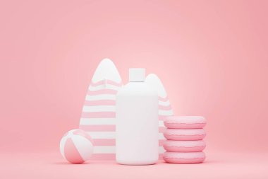 3 boyutlu boş kozmetik cilt ürünleri ya da paketleme modeli. Güzellik sabunu ve spa konsepti. Cilt sağlığı için losyon yağı nemlendirici. Markalaşma için kaliteli ve lüks tasarım.