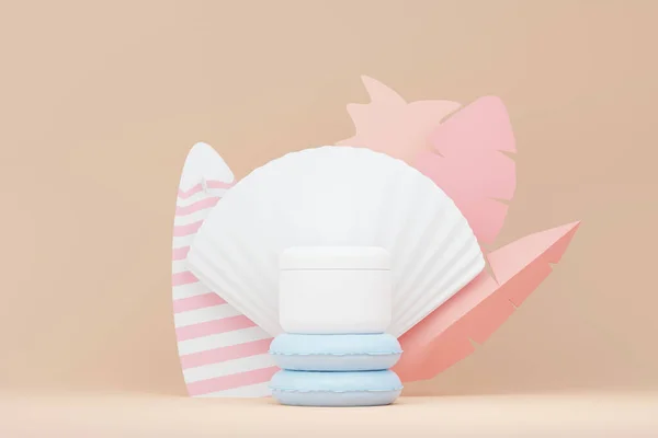 Renderizado Cosméticos Blanco Producto Cuidado Piel Embalaje Para Maqueta Jabón —  Fotos de Stock