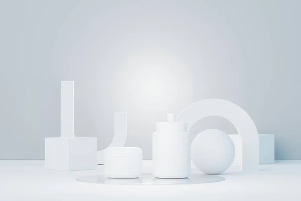 Renderização Cosméticos Branco Produto Cuidados Com Pele Embalagem Para Simular — Fotografia de Stock