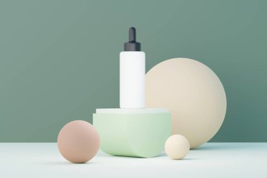 3 boyutlu boş kozmetik cilt ürünleri ya da paketleme modeli. Güzellik sabunu ve spa konsepti. Cilt sağlığı için losyon yağı nemlendirici. Markalaşma için kaliteli ve lüks tasarım.