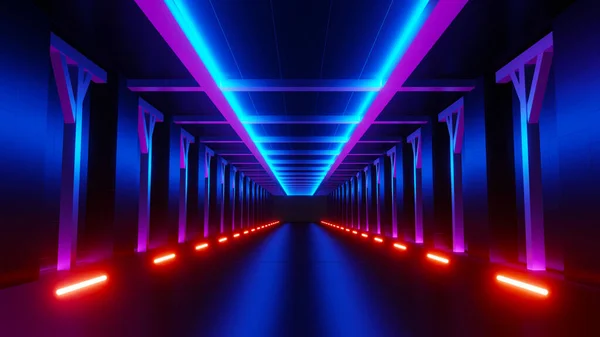 Render Flash Neon Light Glowing Dark Scene Speed Light Moving — Stock Photo, Image