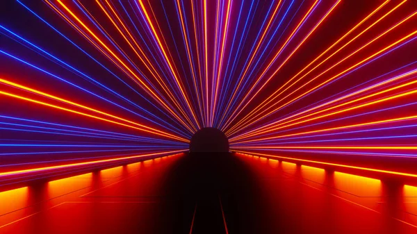 Візуалізація Спалаху Неону Світла Світиться Темній Сцені Швидкість Світла Рухомих — стокове фото