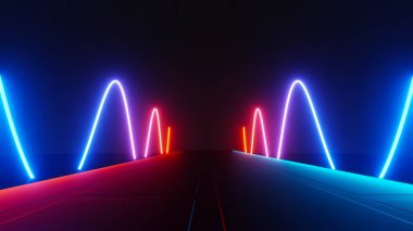 Karanlık sahnede parlayan üç boyutlu flaş ve ışık yansıması. Hız ışığı hareket çizgileri.