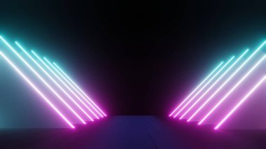 Karanlık sahnede parlayan üç boyutlu flaş ve ışık yansıması. Hız ışığı hareket çizgileri.