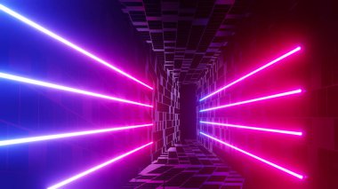 Karanlık sahnede parlayan üç boyutlu flaş ve ışık yansıması. Hız ışığı hareket çizgileri.