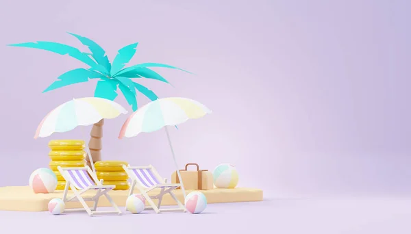 3Dレンダリング製品を表示するための夏の販売表彰台スタンド 夏のビーチ休暇シーンのためにモックアップ — ストック写真