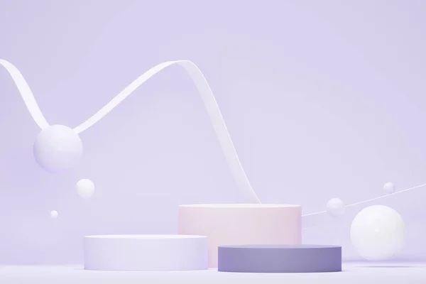 Рендерити Pastel Green Мінімальним Фоном Трибуною Подіуму Платформа Пурпурової Сцени — стокове фото