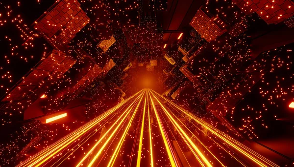 Renderelése Flash Neon Fény Világít Sötét Jelenet Sebességjelző Mozgó Vonalak — Stock Fotó