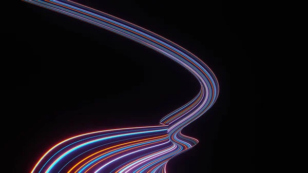 Render Illuminated Neon Light Glowing Dark Scene Speed Light Moving — Stock Fotó