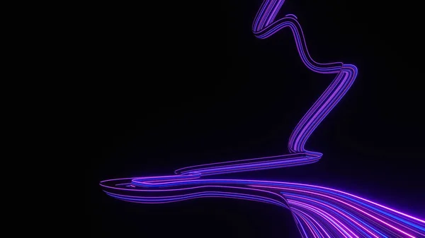 Render Illuminated Neon Light Glowing Dark Scene Speed Light Moving — Foto Stock