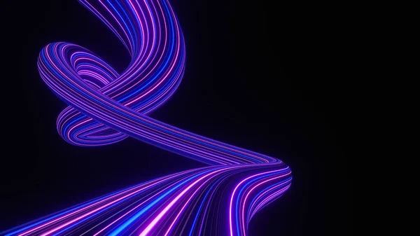 Render Illuminated Neon Light Glowing Dark Scene Speed Light Moving — Stockfoto
