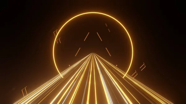 Διαστημόπλοιο Σήραγγα Επιστημονικής Διαστημοπλοίου Αφηρημένο Πολύχρωμο Νέον Λαμπερό Φως Φόντο — Φωτογραφία Αρχείου