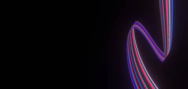 Rendering Flash Neon Luce Incandescente Sulla Scena Oscura Velocità Linee — Foto Stock
