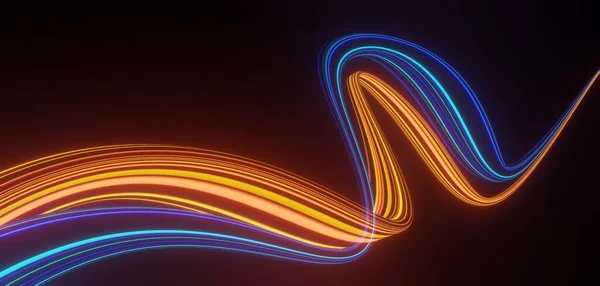 Рендеринг Вспышки Неона Светящийся Свет Темной Сцене Скорость Света — стоковое фото