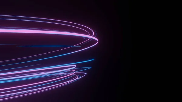 Darstellung Von Grellem Neon Und Leuchtendem Licht Dunkler Szene Lichtgeschwindigkeit — Stockfoto