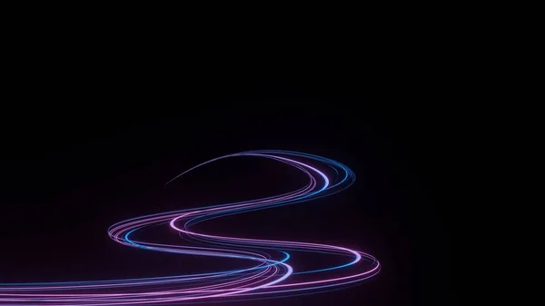 Rendering Flash Neon Luce Incandescente Sulla Scena Oscura Velocità Linee — Foto Stock