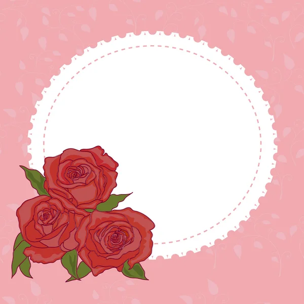 Cadre avec d'élégantes roses rouges — Image vectorielle