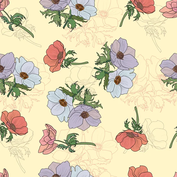Patrón sin costura con flores de anémona — Archivo Imágenes Vectoriales