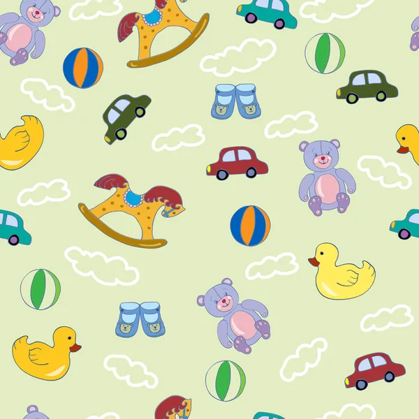 Seamless pattern with baby toys. — Stock Vector