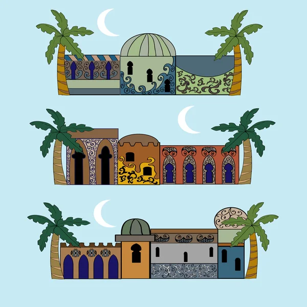 Set di case arabe decorative — Vettoriale Stock
