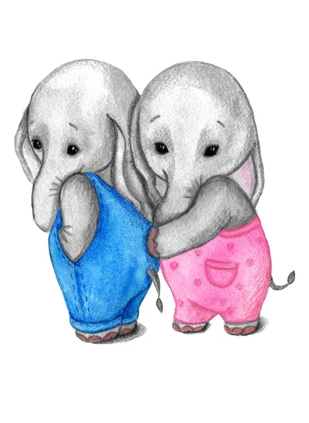 Cute Baby Elephants Illustration — Stock Photo, Image