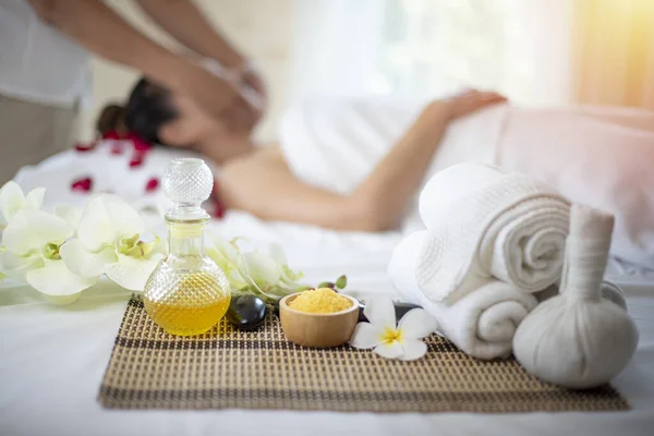 Set Thai Herbs Relaxing Massage Make Good Health Asia Woman — Stockfoto