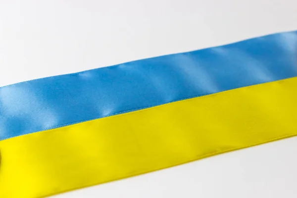 Bandeira Ucrânia Fitas Cetim Listras Cores Azuis Amarelas — Fotografia de Stock