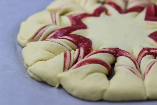 Tarte Beurre Avec Confiture Fraises — Photo