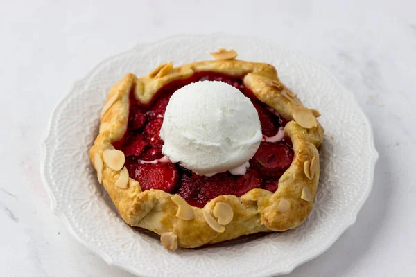 Mini Biscuit Aux Fraises Une Boule Glace Délicieuse Tarte Aux — Photo