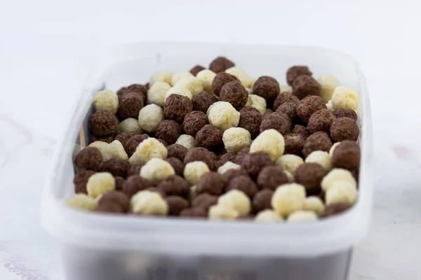 Schokoladen Und Vanillebällchen Schnelles Frühstück Mit Mais Snacks Aus Nächster — Stockfoto