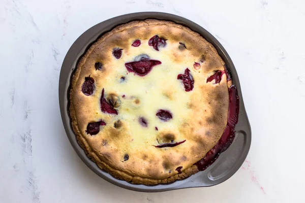 Gâteau Sablé Crème Sure Prune Tarte Vue Dessus — Photo