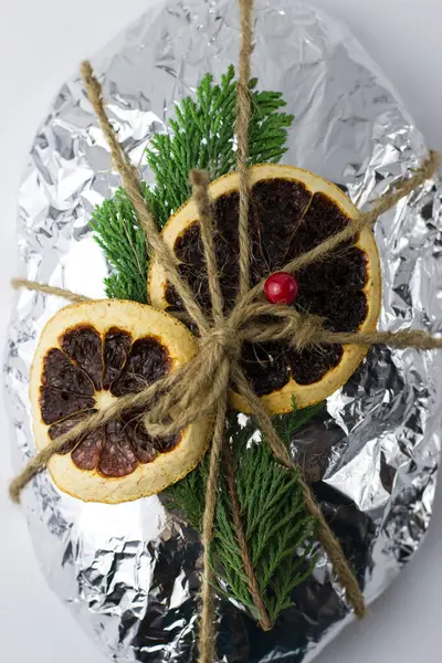 Gâteau Noël Est Gonflé Sur Fond Blanc Vue Haut Gâterie — Photo