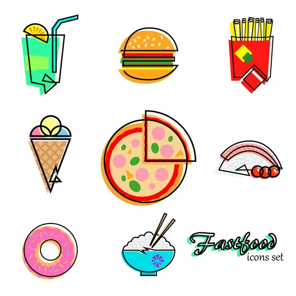 Iconos de comida rápida — Vector de stock