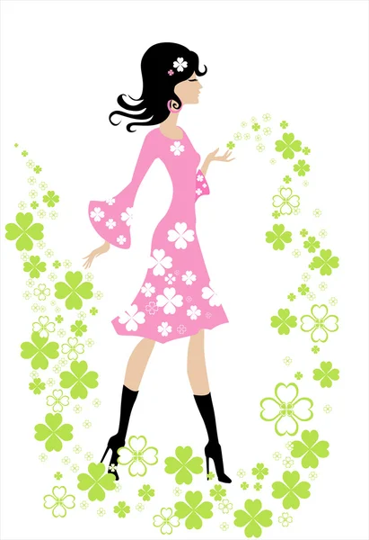 Girl and flowers — Stock Vector
