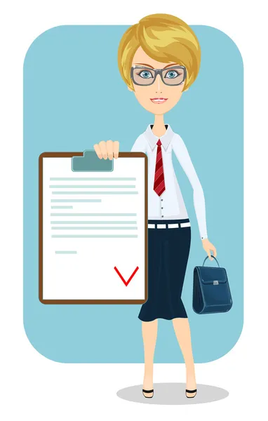 Business woman, contract. — Stock Vector