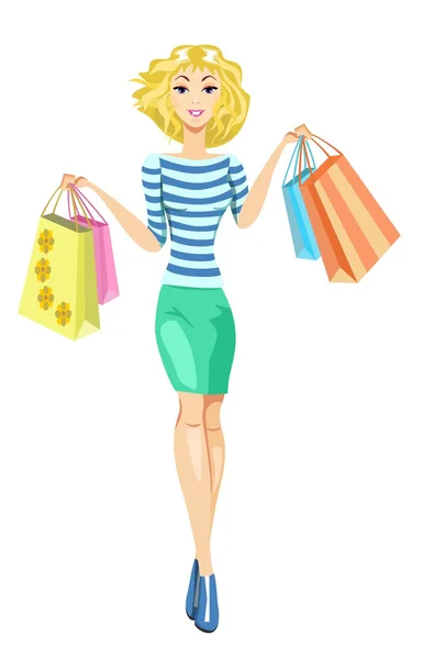 Girl with packages — Stock Vector