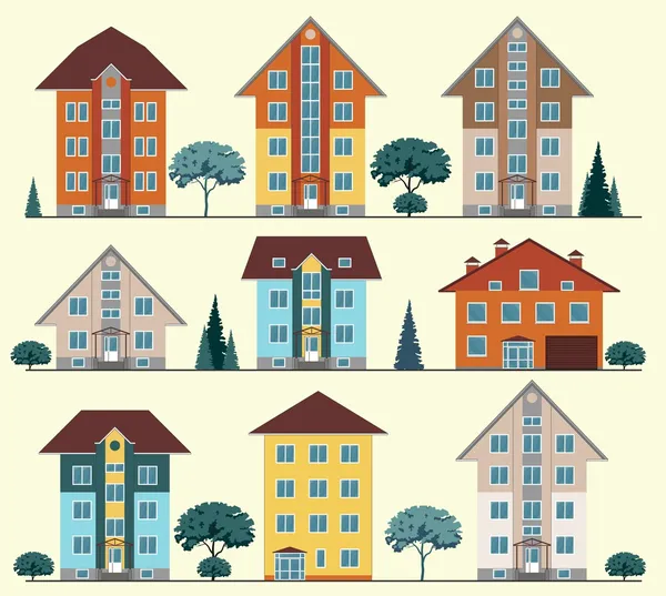 Collection of buildings and houses, vector — Stock Vector