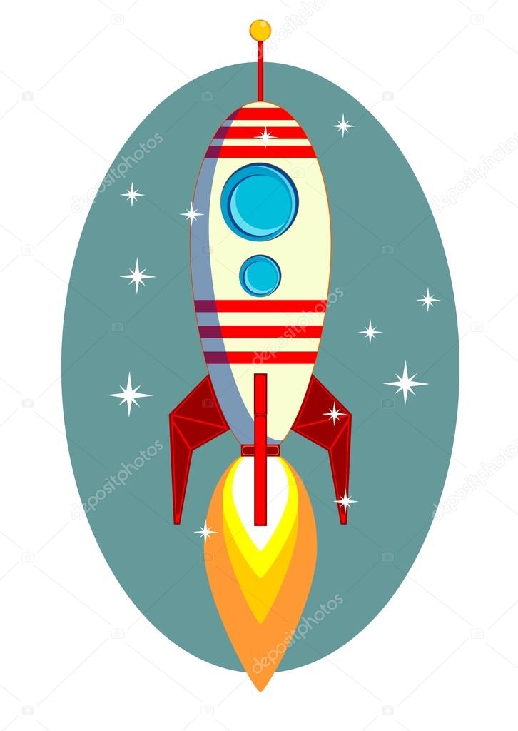 青色の背景 ベクトル イラスト上のロケット宇宙船 ストックベクター C Aleksei Veprev