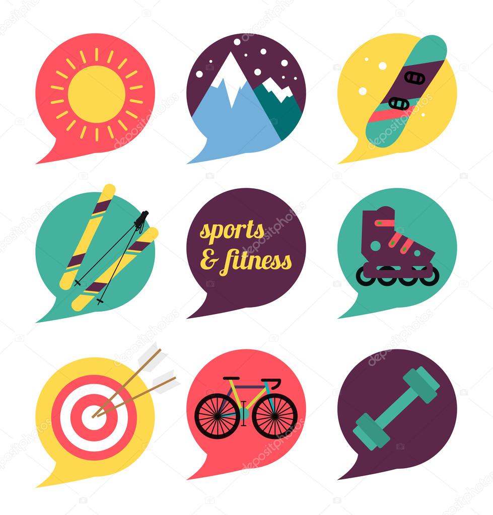 Sports and fitness icons set.