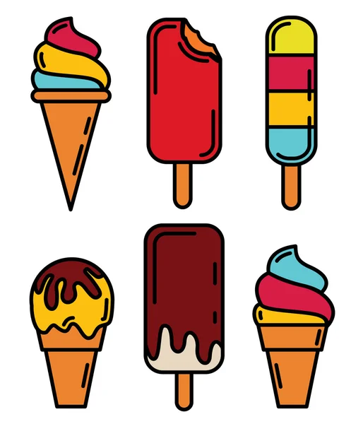 Ice cream and lolly icons set. — Stock Vector