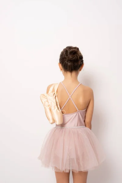 Liten Ballerina Flicka Tutu Bedårande Barn Dansa Klassisk Balett Vit — Stockfoto