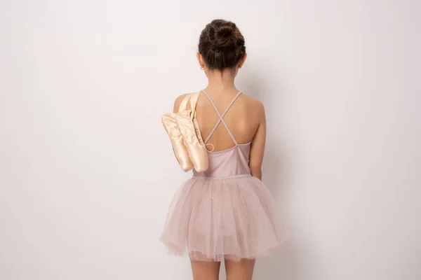 Gadis Balerina Kecil Dengan Tutu Adorable Anak Menari Balet Klasik — Stok Foto