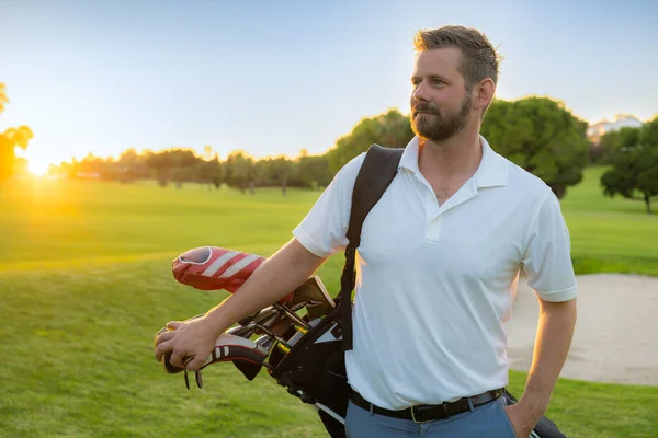 Young Handsome Man Course Carrying Golf Bag — Stock Fotó